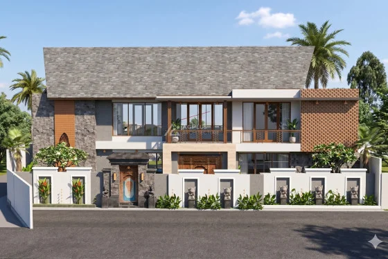 Desain Rumah Tinggal Modern Tropis 2 Muka Ketewel Gianyar